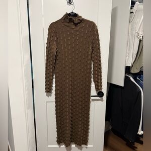 Zara Brown Long Sleeve Sweater Dress